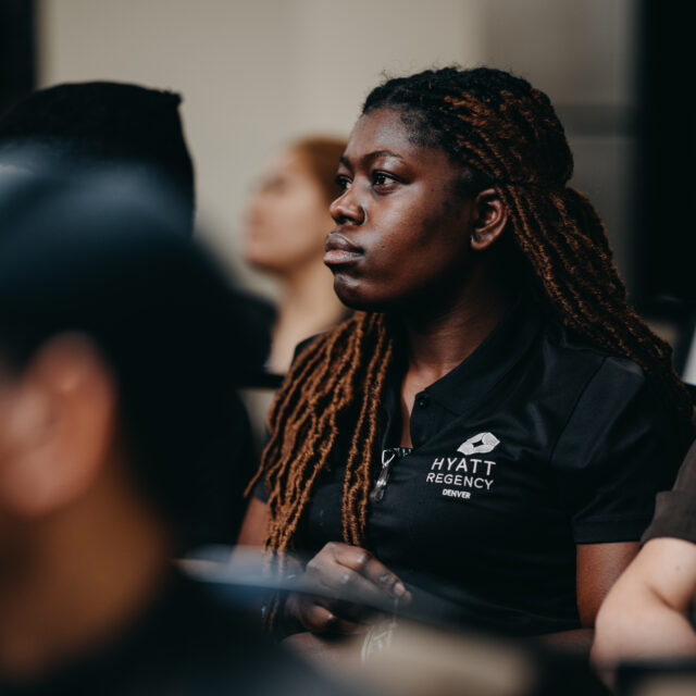 Women listening in meeting